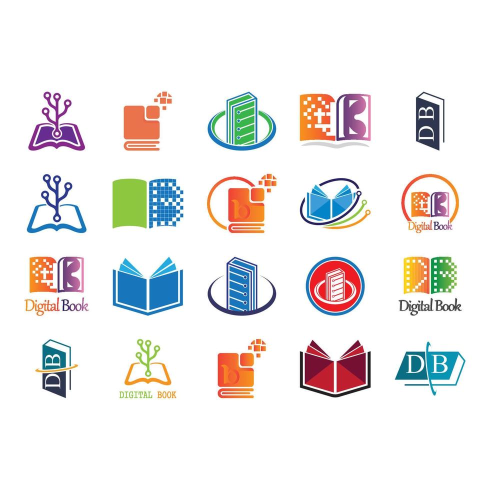Digital book logo icon technology vector