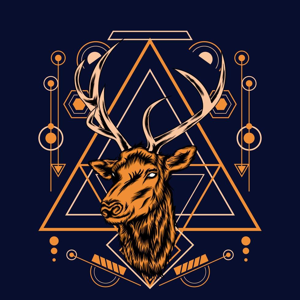 deer head with sacred geometry for wallpaper background vector