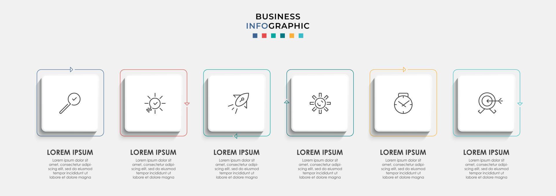 plantilla de negocio de diseño infográfico vectorial con iconos y 6 opciones o pasos. vector