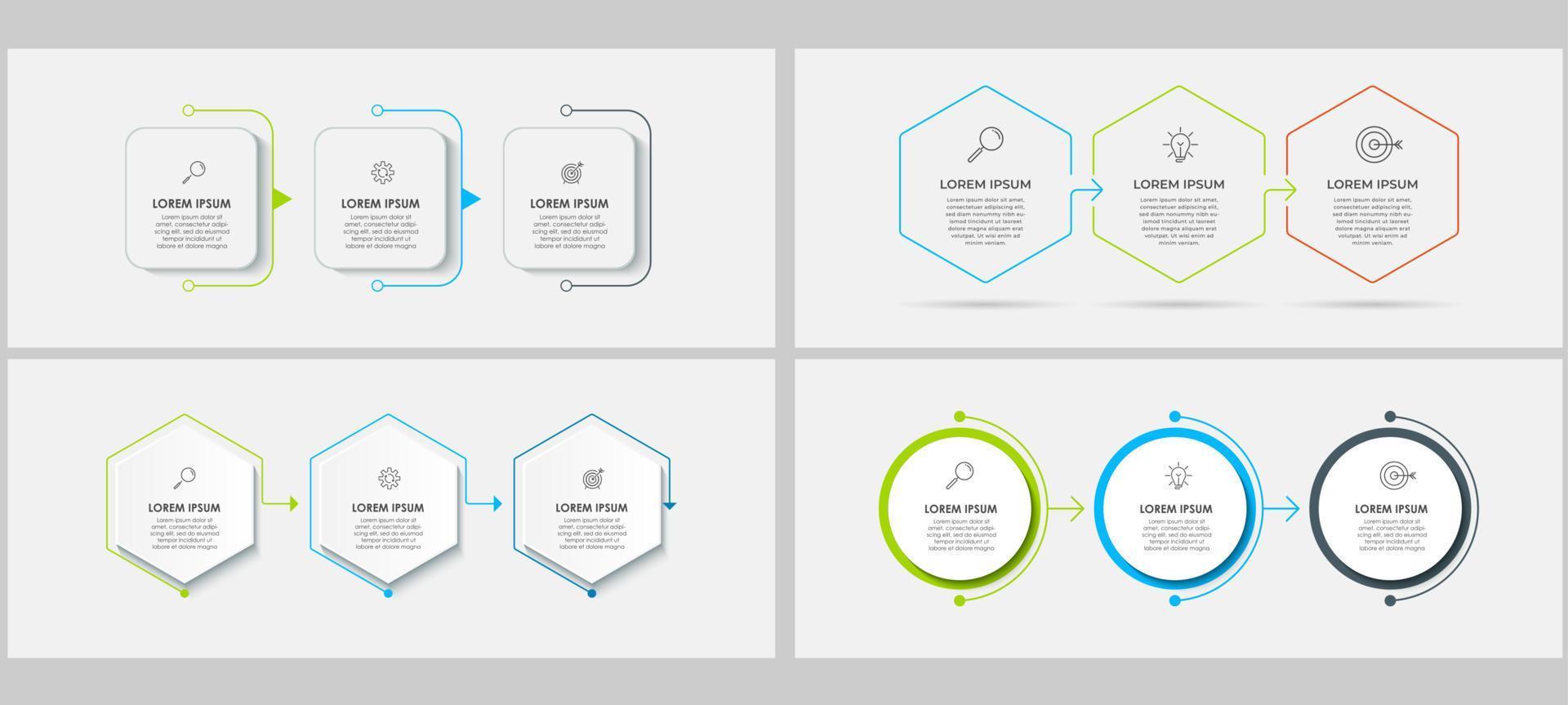 Business Infographics set bundle with 3 options or steps vector