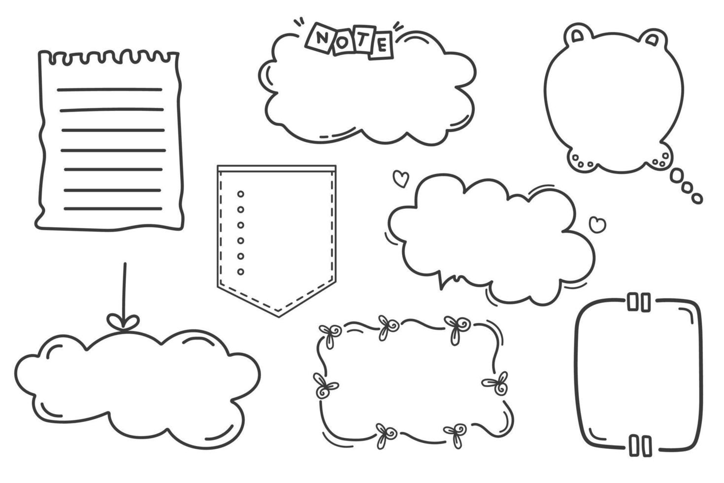 Quote bubbles for text, speech vector. Hand drawn design elements isolated on white background for infographic. vector illustration.