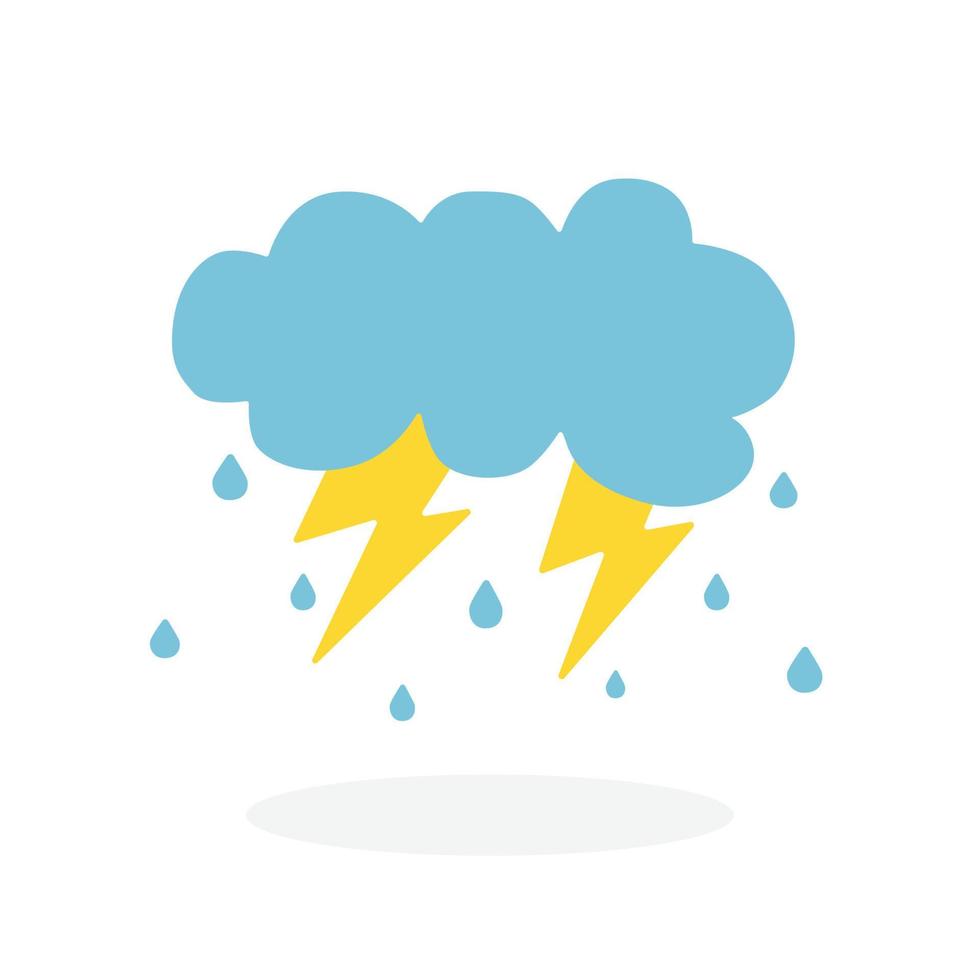 Cloud with rain drop and thunder  icons  element set by hand drawn. Rainy cartoon icons. vector
