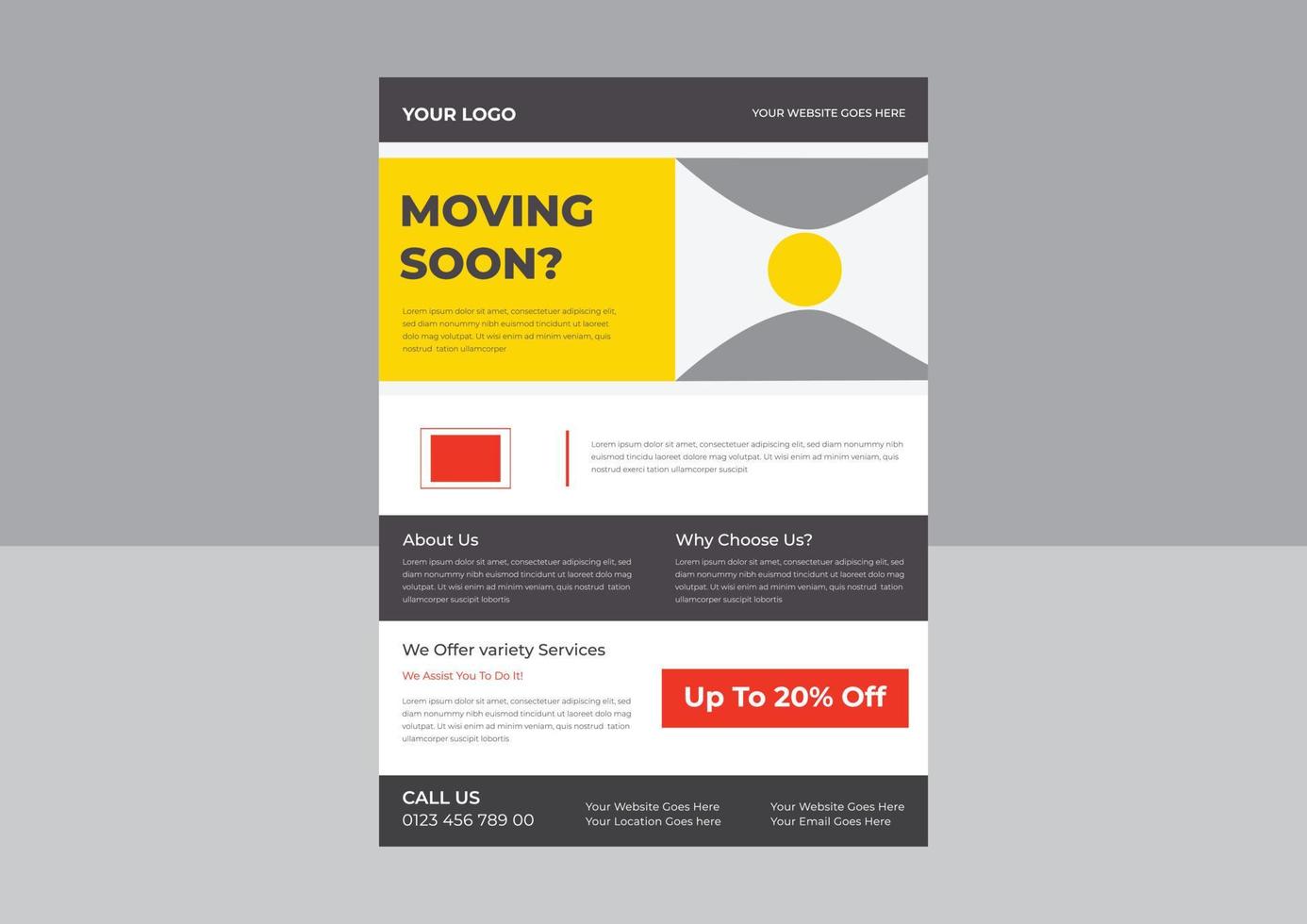 Mover and Transport Logistics Flyer, Transport Business poster Tempate, Moving House Flyer Templates, Moving House Service Flyer Template, We are Moving Flyer vector