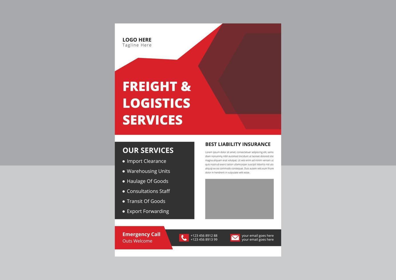 Freight Logistic Services Flyer Template. Transport Logistic service flyer design. cover, poster, leaflet, flyer design. vector