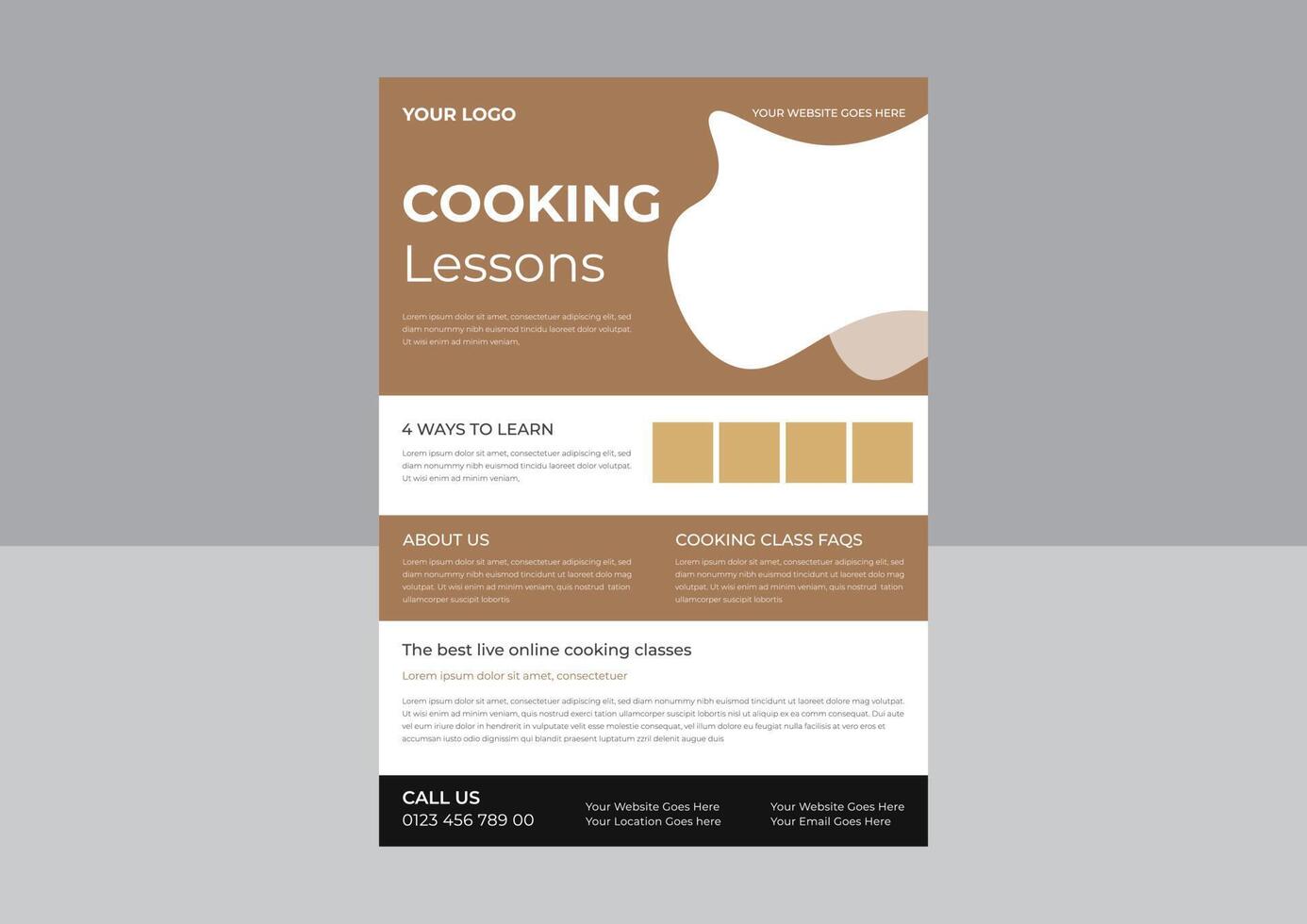 Layout template for cooking classes flyer, Young chef woman holding kitchen item and showing gesture delicious, cooking class flyer design. online cooking class poster leaflet design. vector