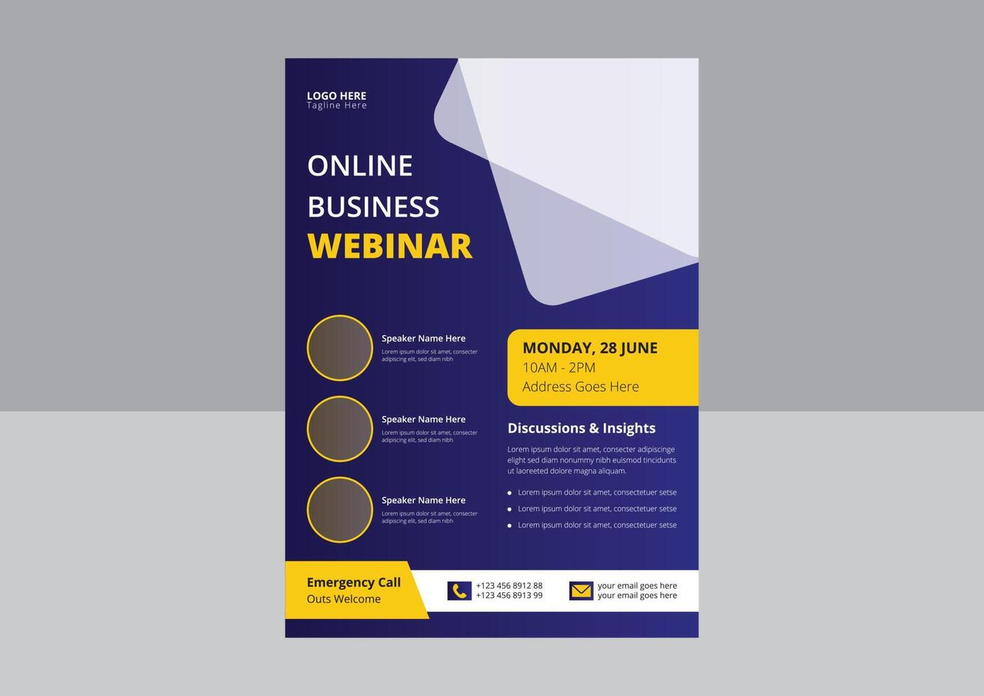 Business Webinar Flyer Template. Online webinar flyer leaflet design. Webinar Conference flyer poster design. vector