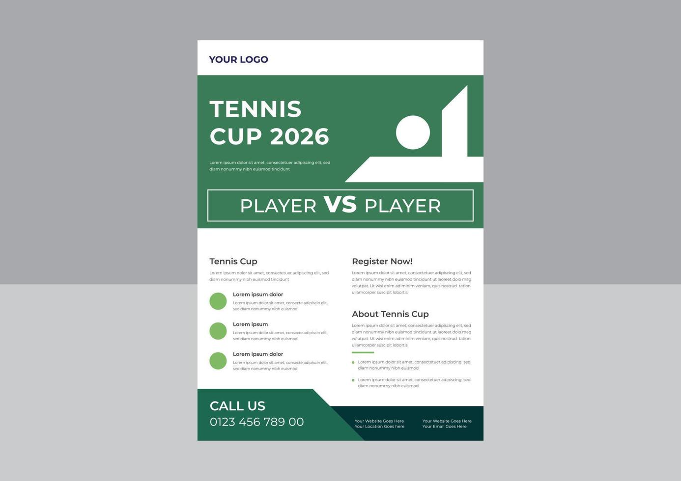 Tennis Poster Set vector Flyer, Tennis Tournament Flyer Design Template, Tennis Poster Set Vector, a4 Template, Brochure Design, Cover, Flyer, Poster, Print-Ready