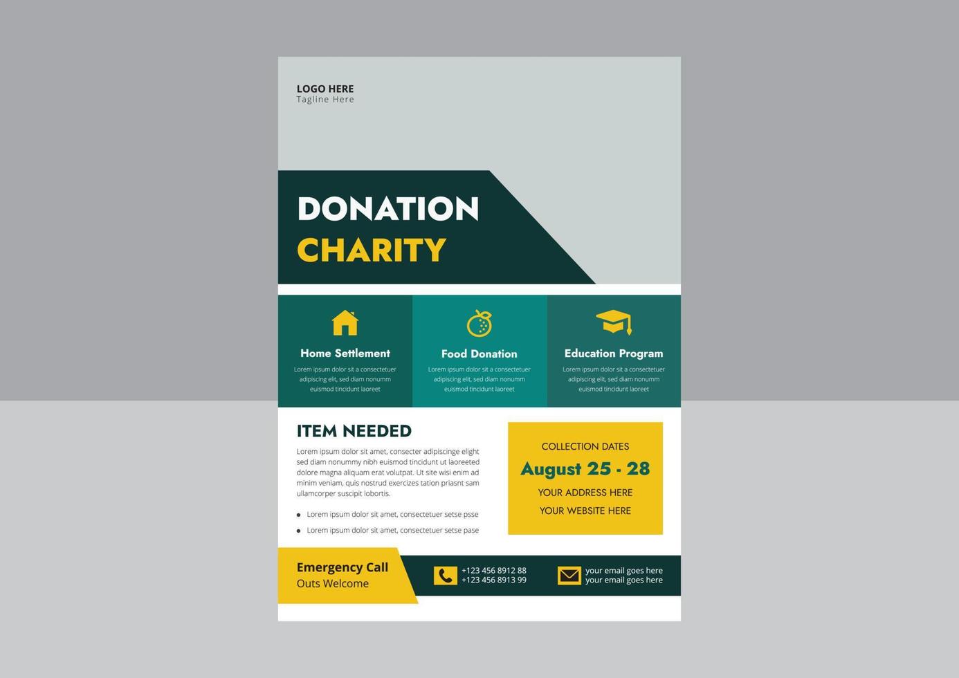 Disaster Relief flyer design template. Hurricane Disaster Relief flyer. Charity relief poster leaflet design. Cover, flyer design. vector