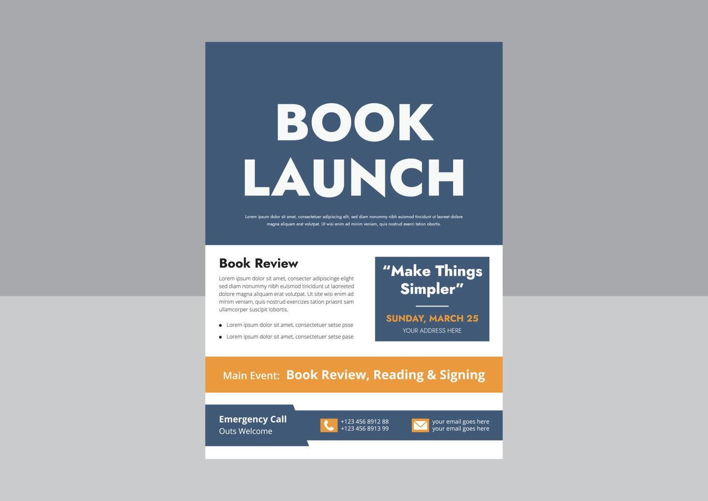 Book Launch Flyer Templates. Book Release and publishing flyer design template. New book launch announcement poster leaflet template. cover, flyer design. vector