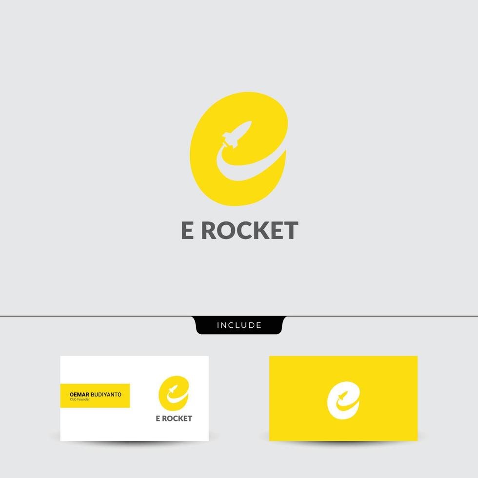 Letter e and rocket logo design concept vector