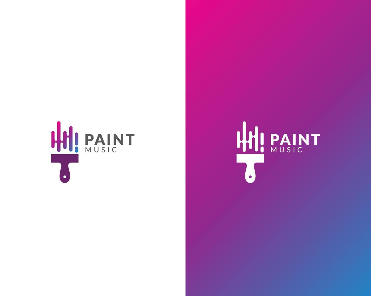 Paint and music logo design concept vector