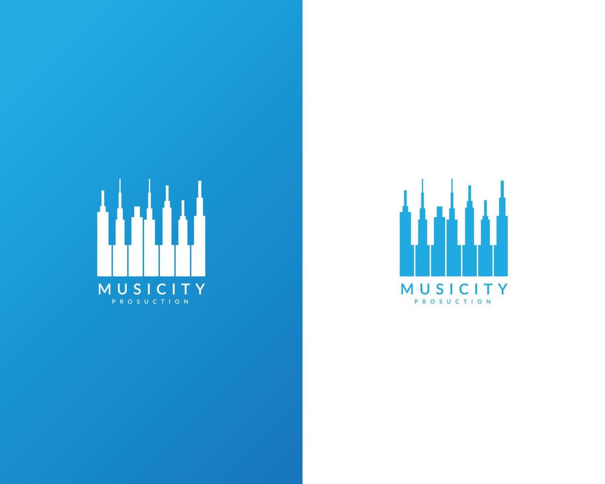 concepto de diseño de logotipo de música y ciudad vector