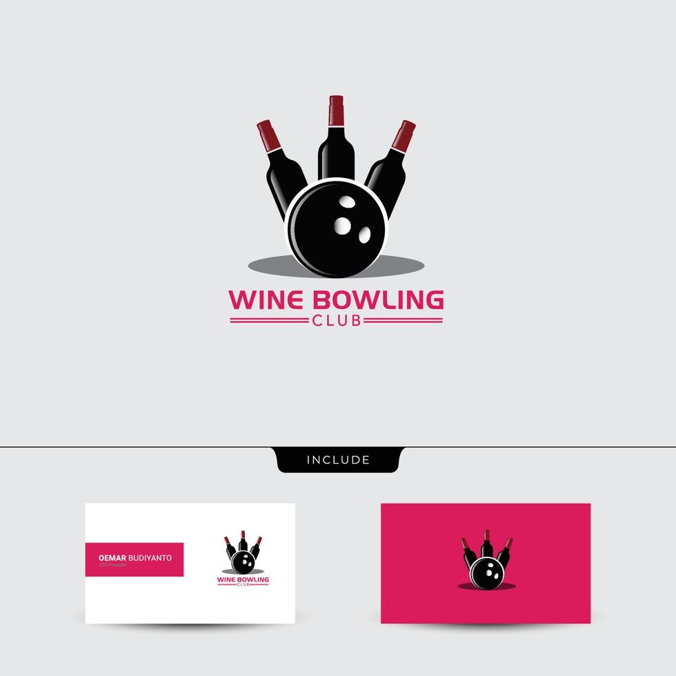 logotipo de doble significado de vino y bolos vector