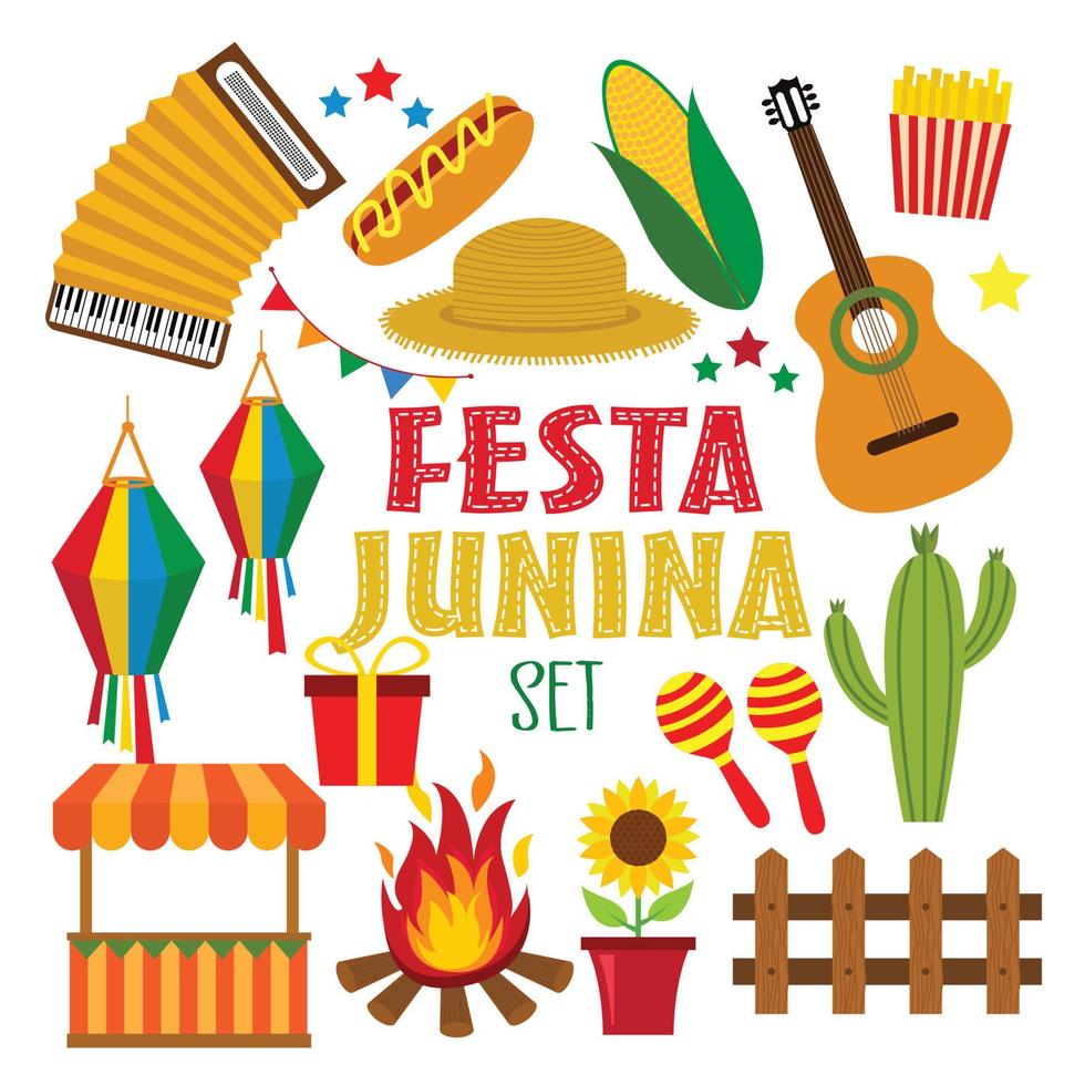 conjunto de diseño plano festa junina vector