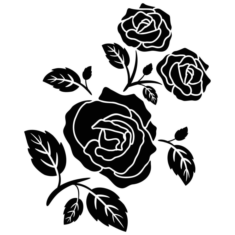 silhouette black motif rose flower 8962552 Vector Art at Vecteezy