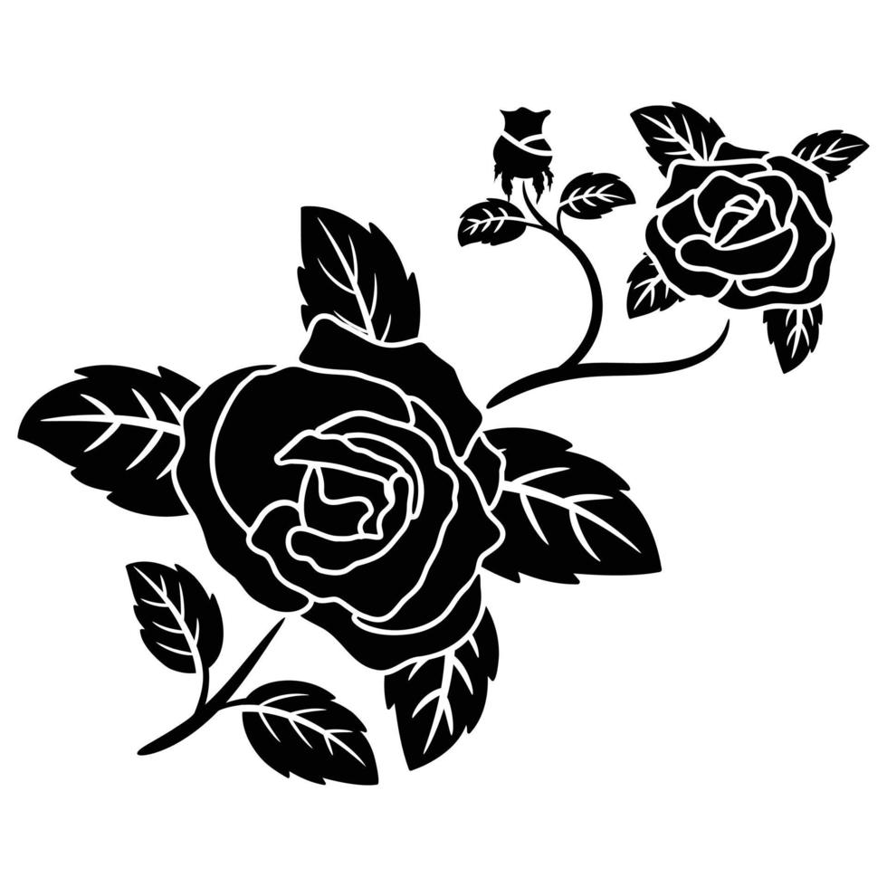 silhouette black motif rose flower vector