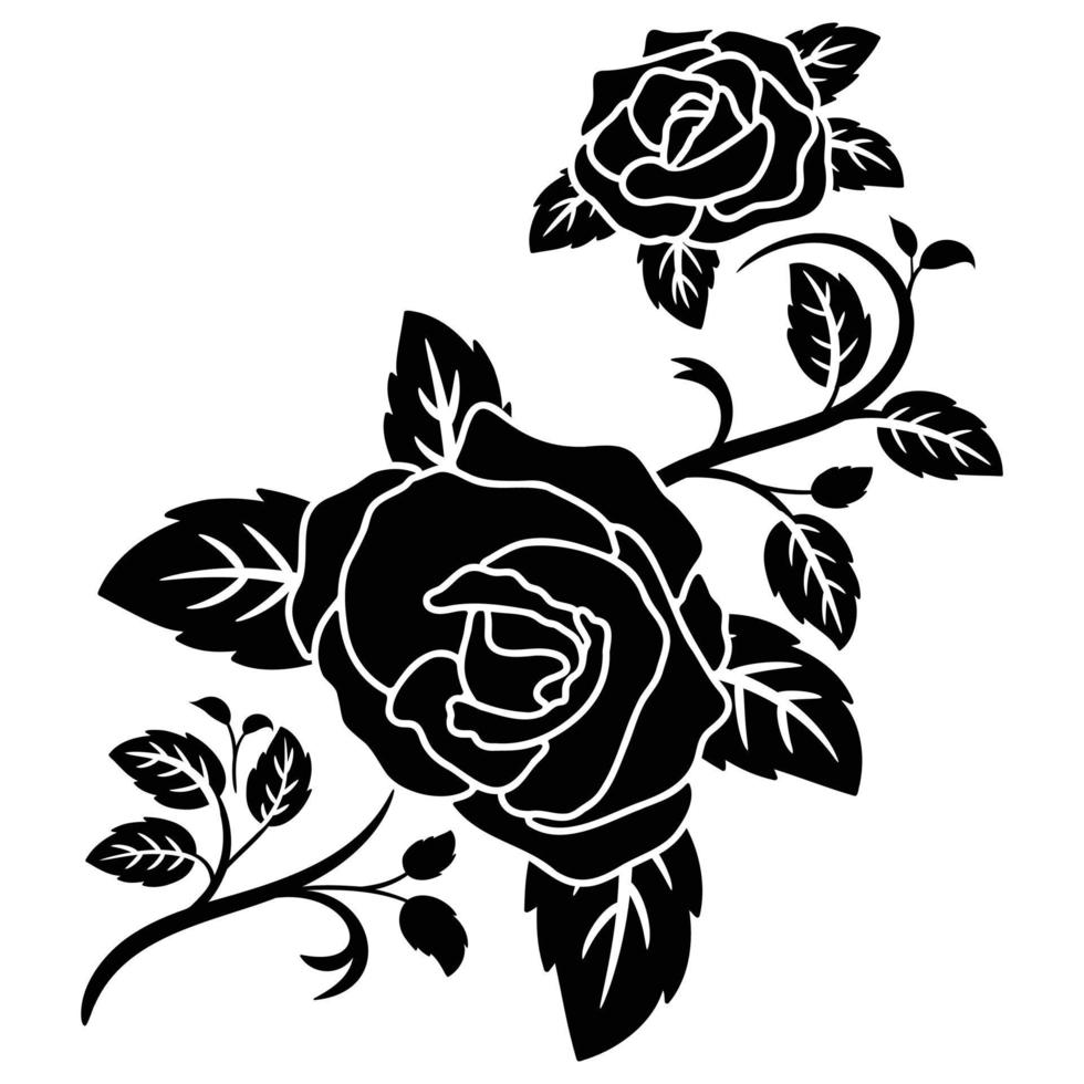 silhouette black motif rose flower 8962556 Vector Art at Vecteezy