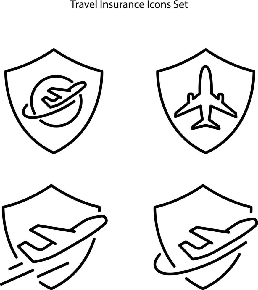 iconos de seguros de viaje aislados sobre fondo blanco. icono de seguro de viaje moderno y moderno símbolo de seguro de viaje para logotipo, web, aplicación, ui. vector