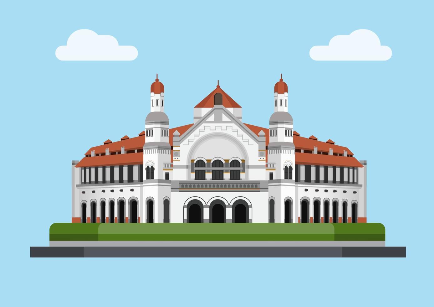 lawang sewu es un edificio histórico en semarang indonesia ilustración vectorial vector