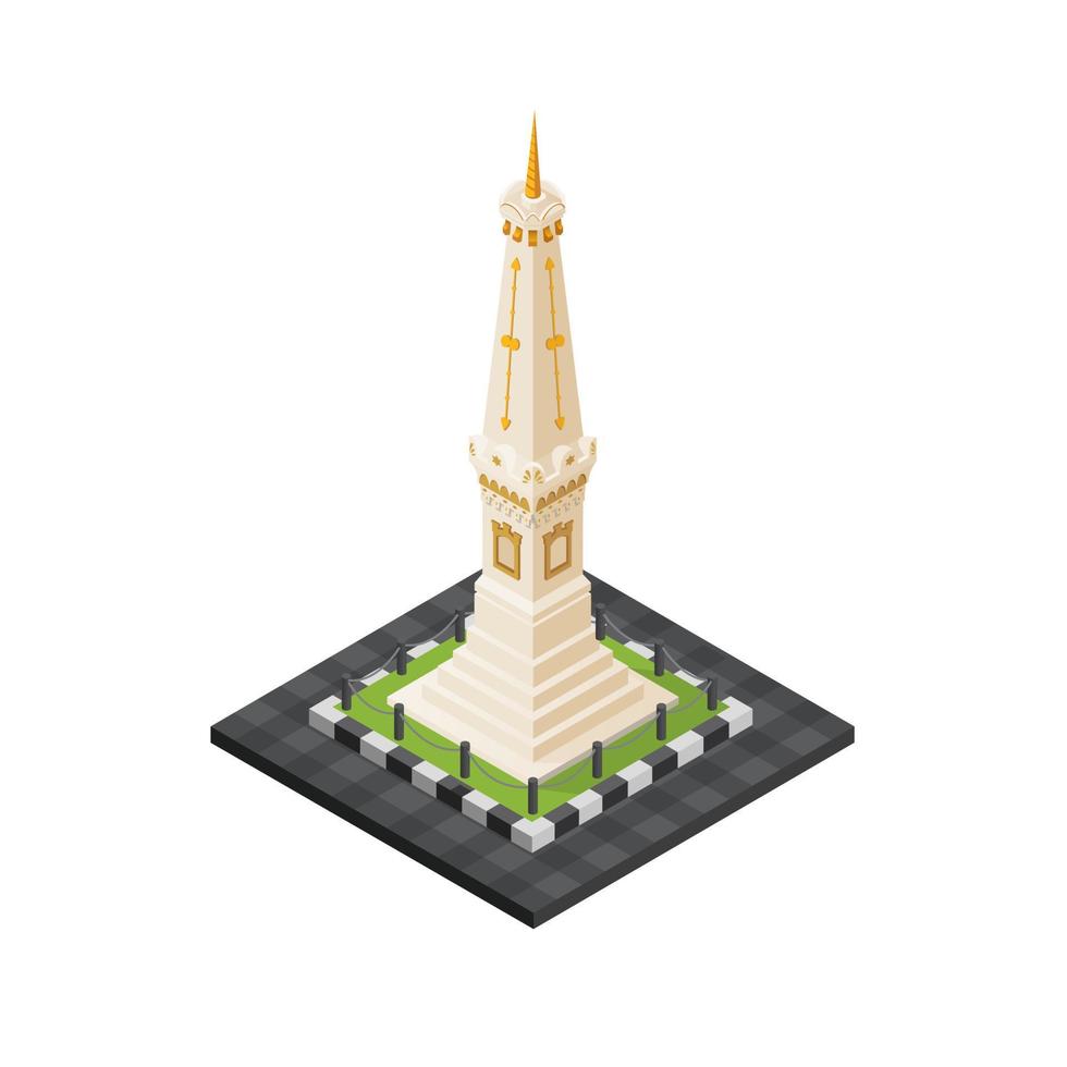 Tugu Jogjakarta famous Landmark monument in Indonesia isometric illustration editable vector