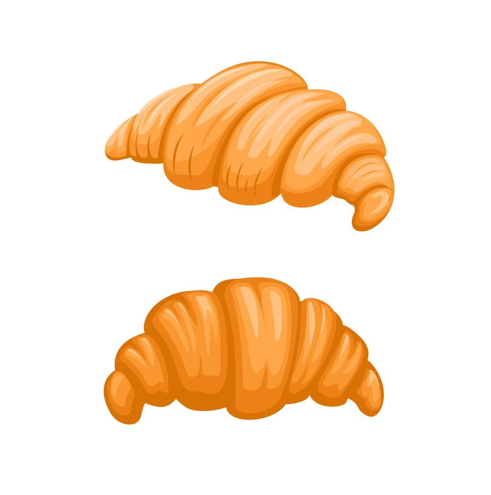 vector de ilustración de dibujos animados conjunto de símbolo de panadería de pastel de croissant