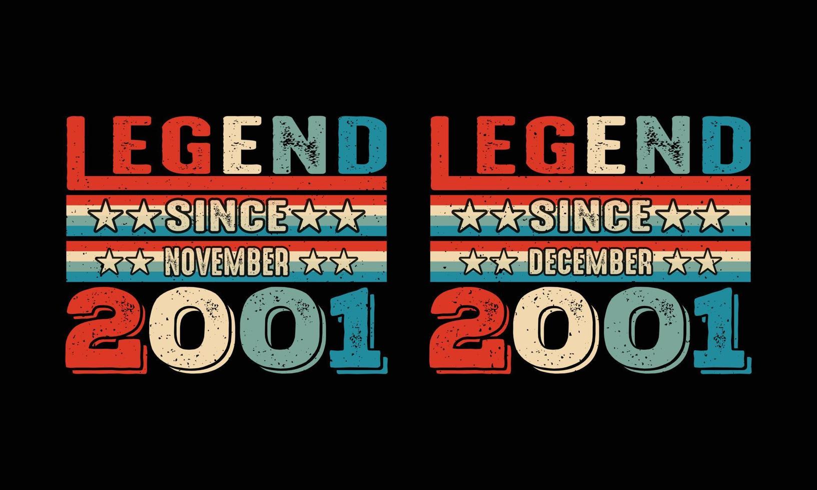 Legend since September and October-2001- Birthday Vintage T shirt Design. vector
