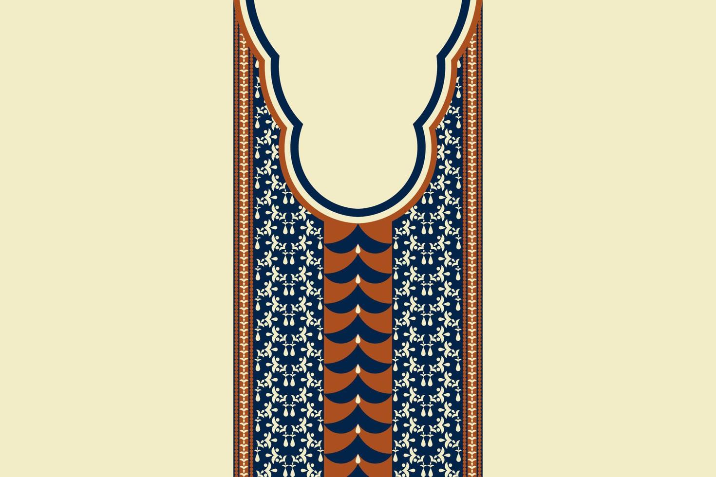 patrón de escote étnico diseño de forma geométrica de color vintage sobre fondo blanco crema. elegante arte tribal para camisas. vector