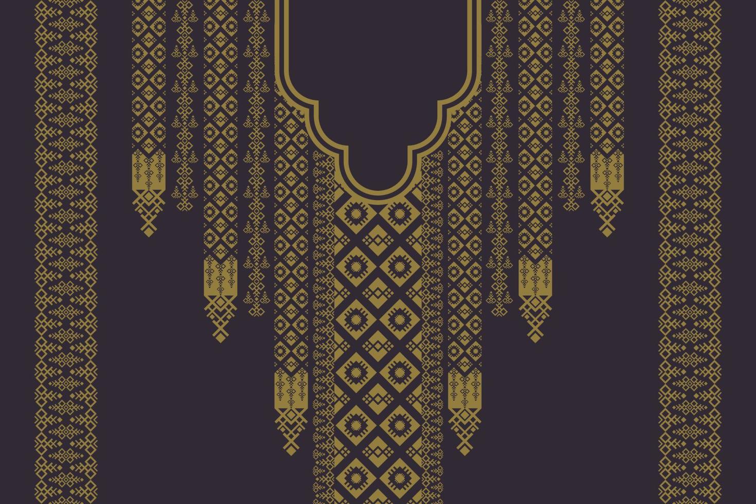 Luxury vintage gold color ethnic geometric shape neck embroidery