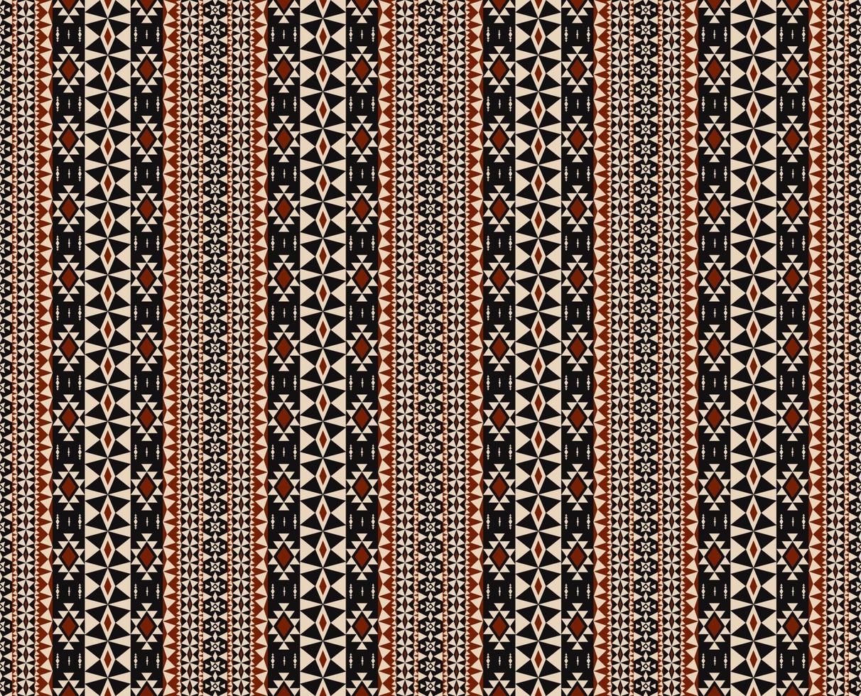 Ethnic aztec geometric shape embroidery red-black color stripes seamless pattern background. Use for fabric, textile, interior decoration elements, upholstery, wrapping. vector