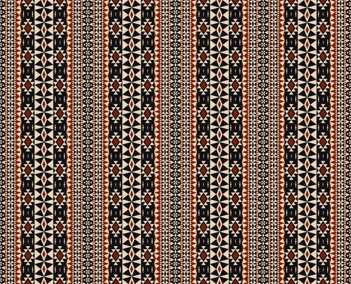 Ethnic aztec geometric shape embroidery red-black color stripes seamless pattern background. Use for fabric, textile, interior decoration elements, upholstery, wrapping. vector