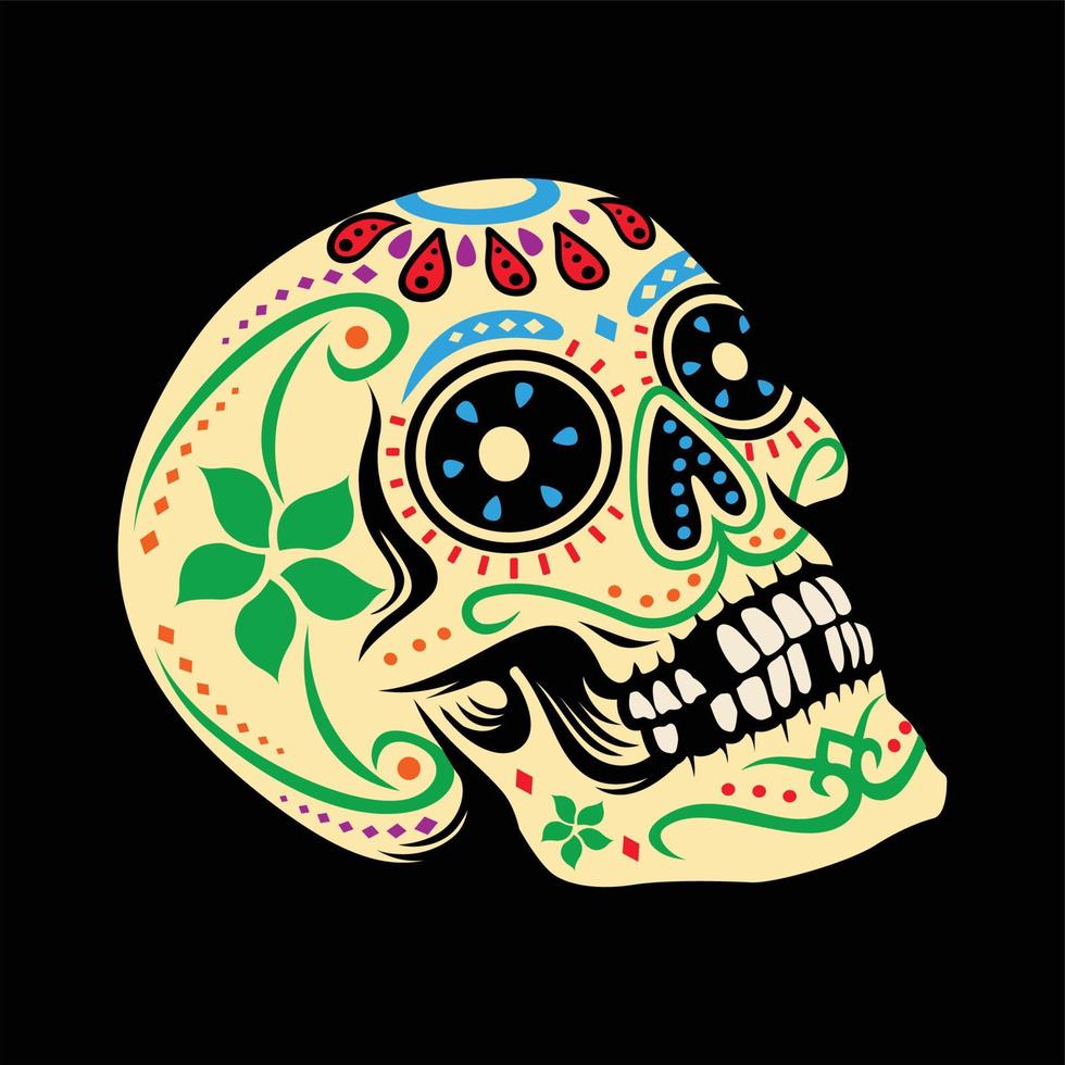 sugar skull vector illustration, Design element for logo, poster, card, banner, emblem, t shirt. Vector illustration