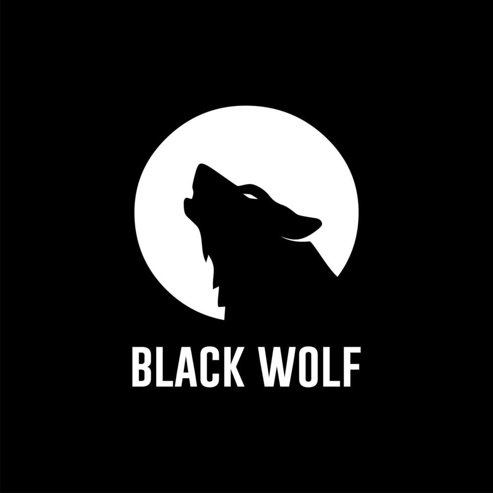 Ilustración de vector de logotipo de lobo negro, elemento de diseño de logotipo, cartel, tarjeta, banner, emblema, camiseta. ilustración vectorial