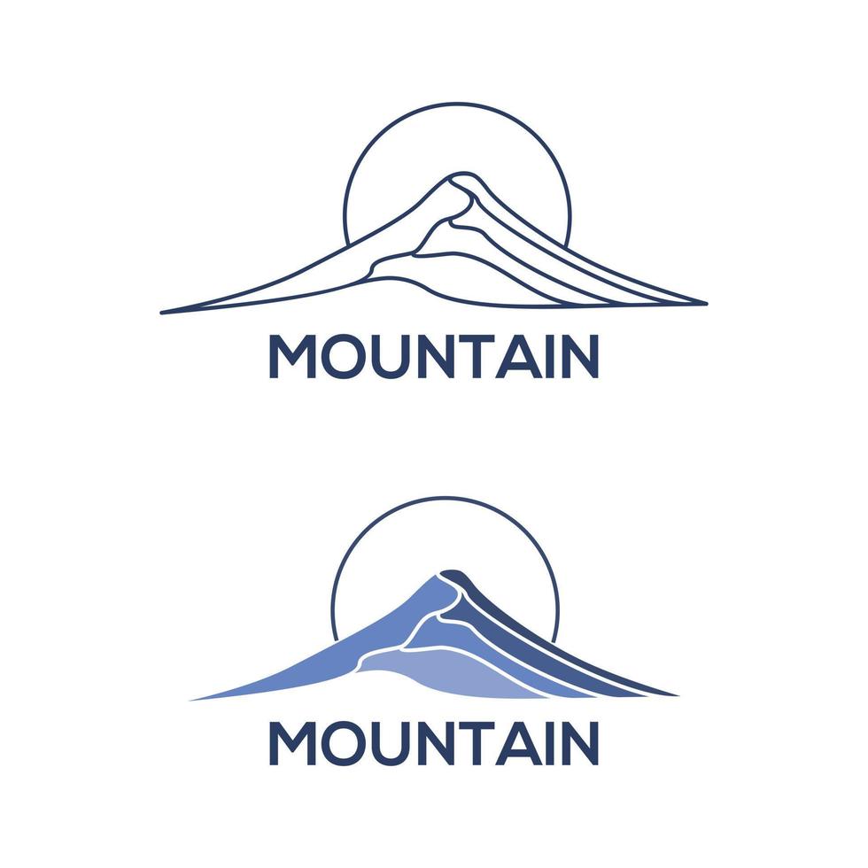 logotipo de montaña con vector de diseño simple, elemento de diseño para logotipo, afiche, tarjeta, pancarta, emblema, camiseta. ilustración vectorial