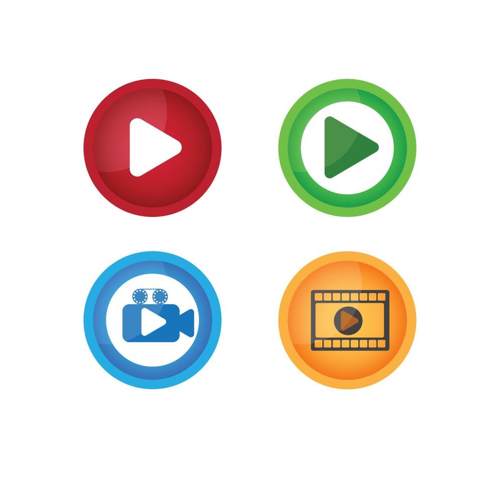 Video media icons - buttons to play video, film vector