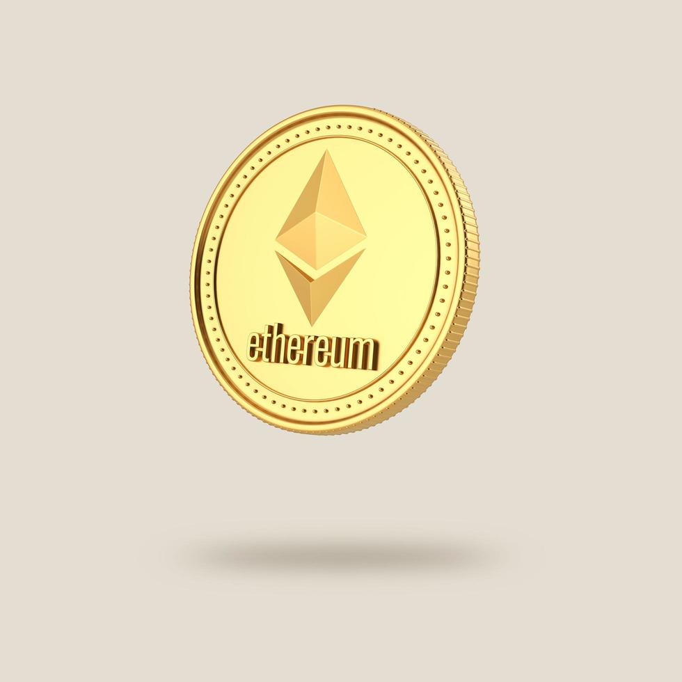 Ethereum coin isolated on clear background. photo