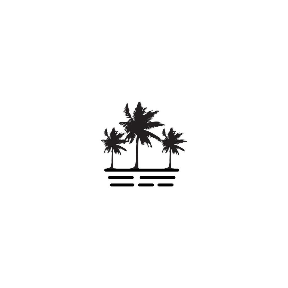 coconut tree flat design by the sea beach vector
