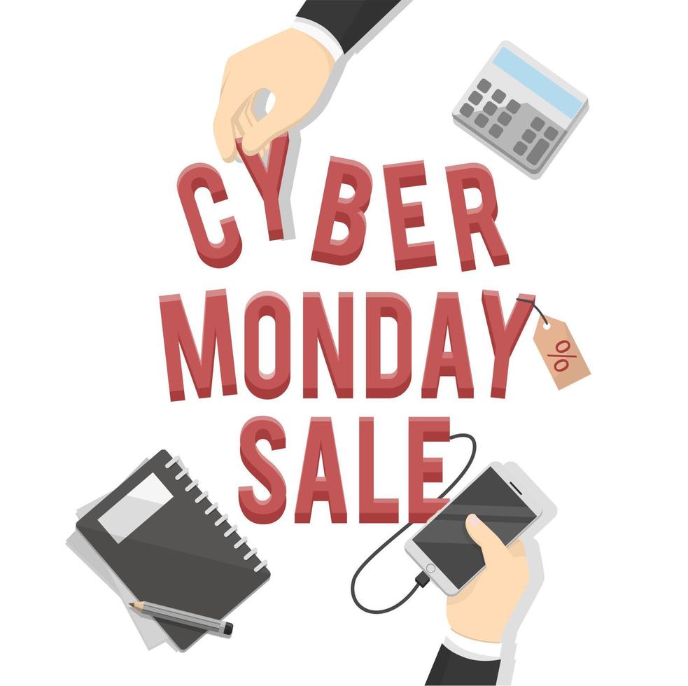 business cyber monday sale design character  on white background vector