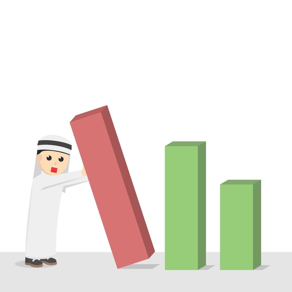 businessman arabian hold barchart collapse design character on white background vector