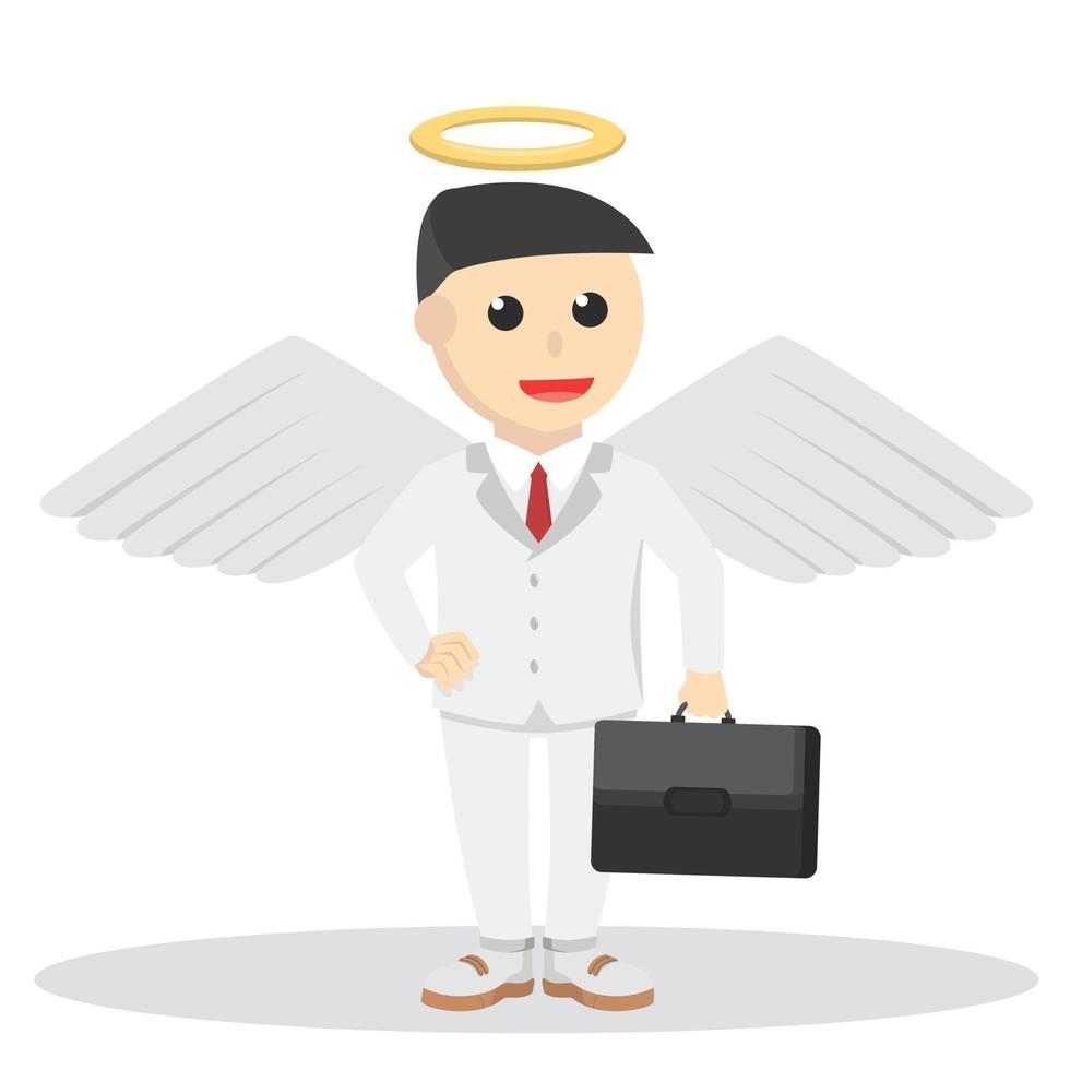 businessman angel carrying the briefcase design character on white background vector