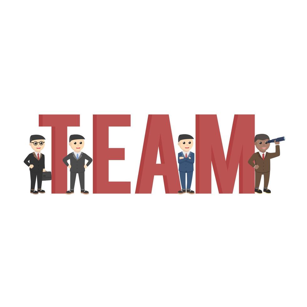 businessman team work with letter design character on white background vector