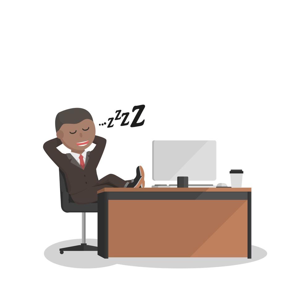 businessman african being lazy to work design character on white background vector