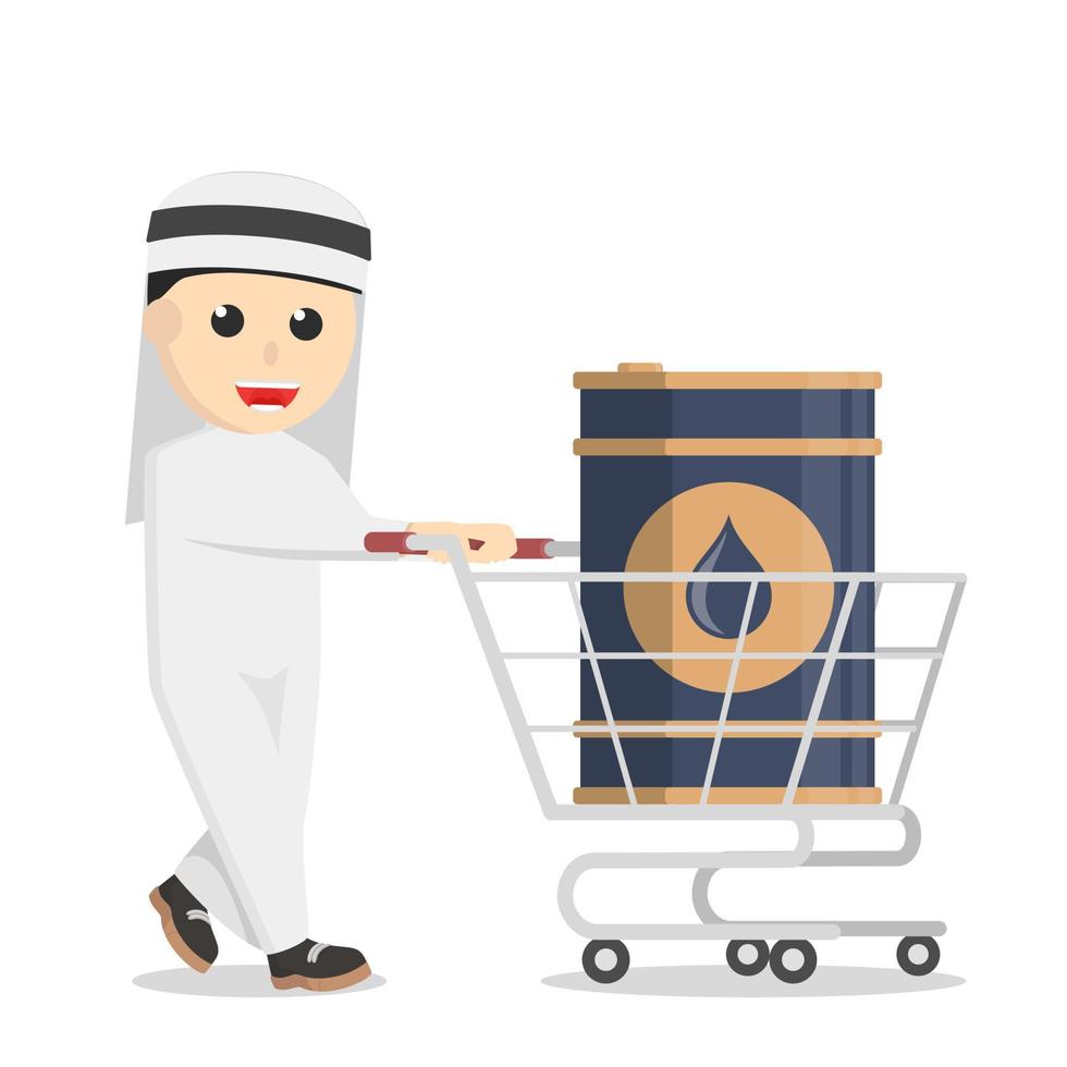 businessman arabian pick up the oil tank design character on white background vector