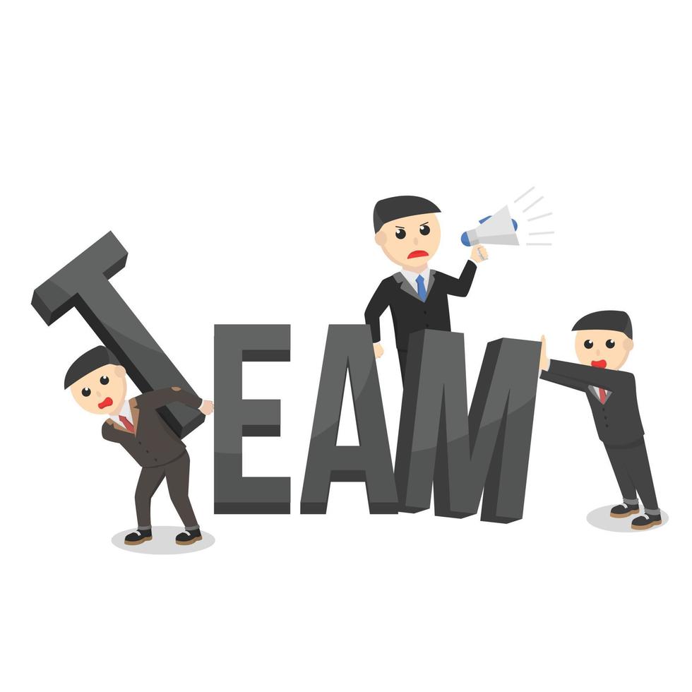 businessman team work with letter design character on white background vector