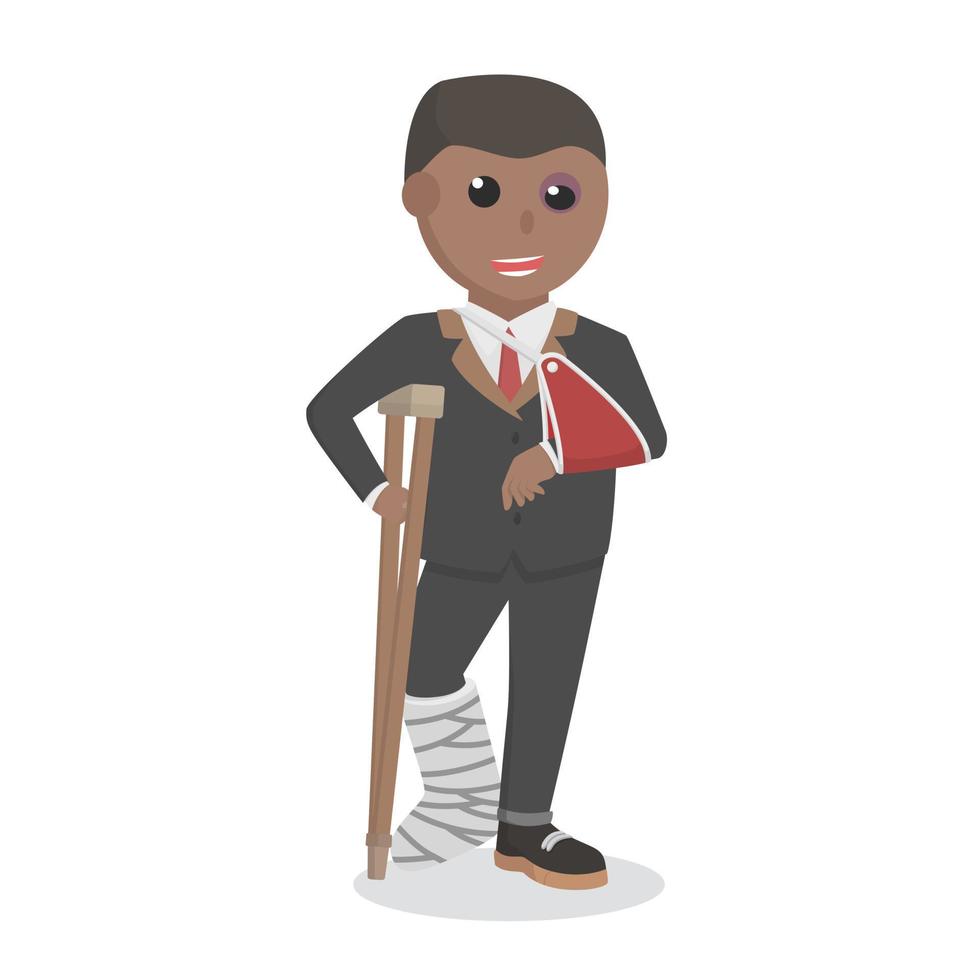 hombre de negocios africano maltratado y enfermo personaje de diseño sobre fondo blanco vector