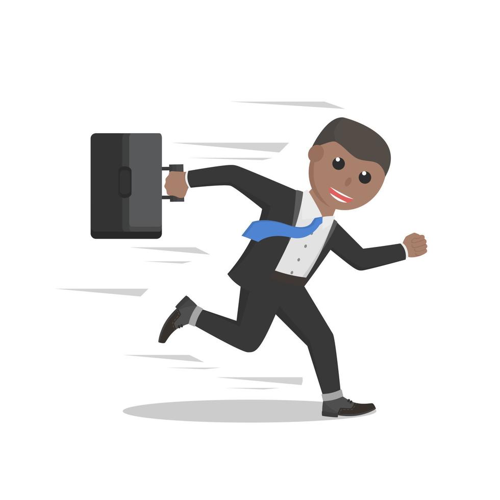 businessman africa running to office design character on white background vector