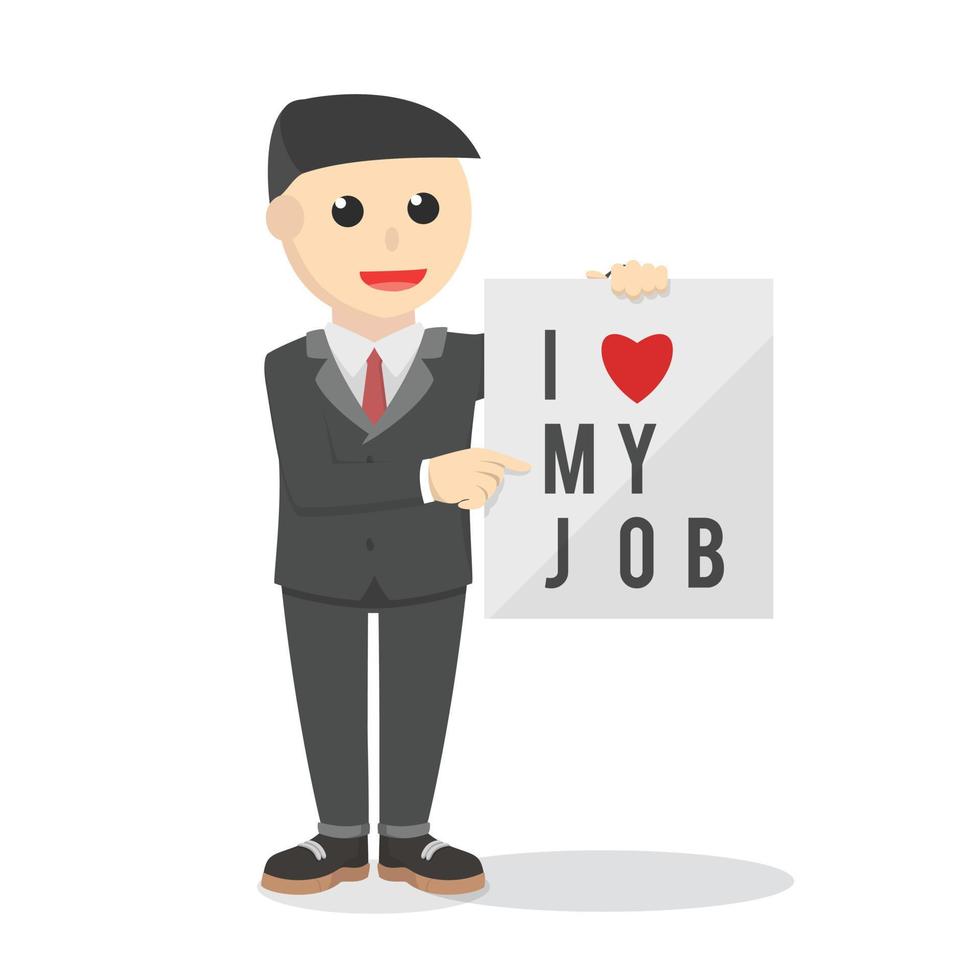 businessman love his job design character on white background vector