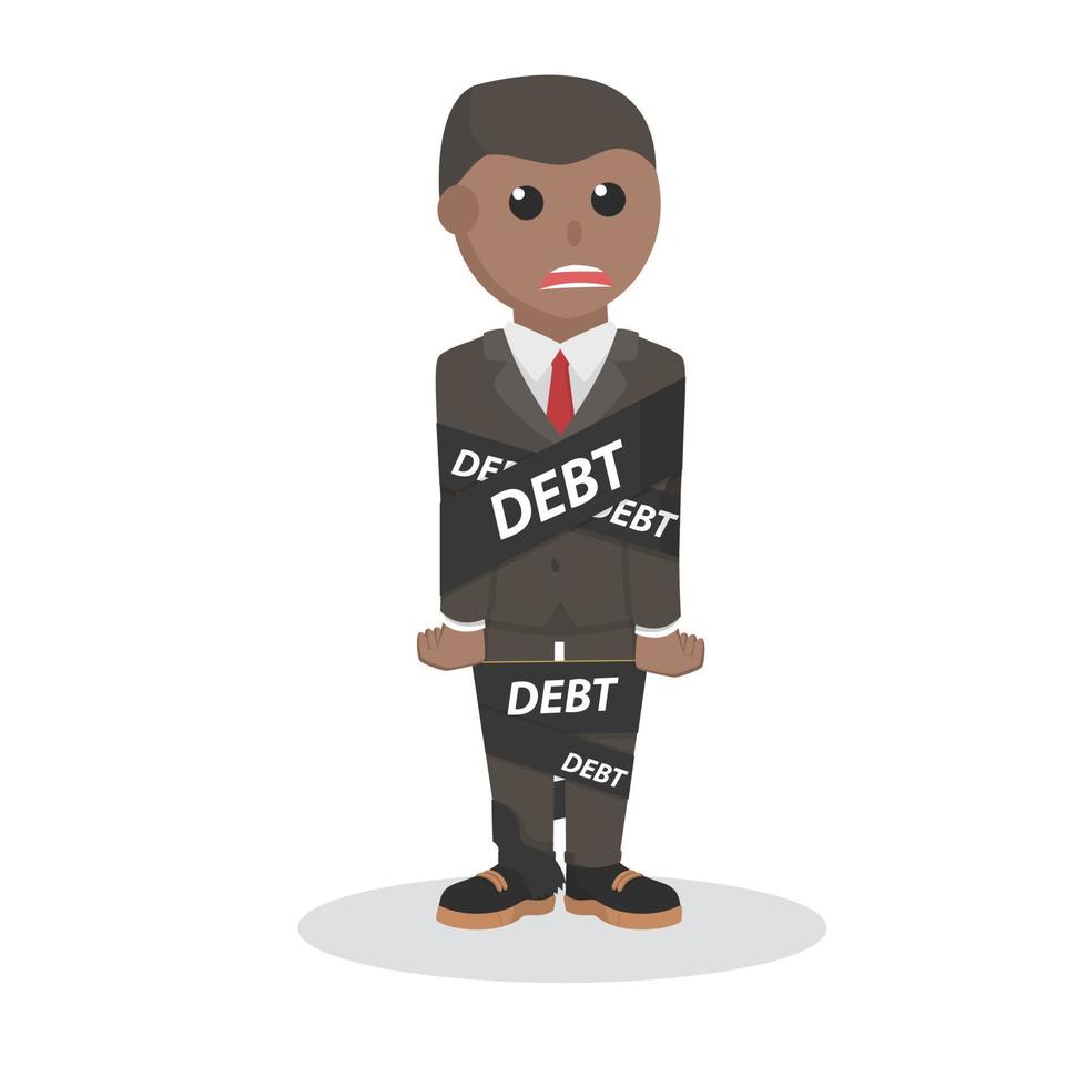 businessman african bound by debt design character on white background vector