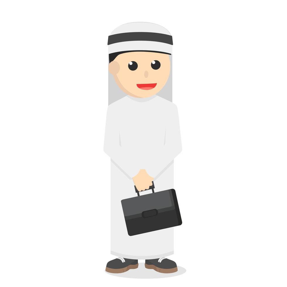 businessman arabian hold brief case design character on white background vector
