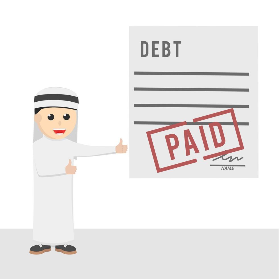 businessman arabian paid the debt design character on white background vector