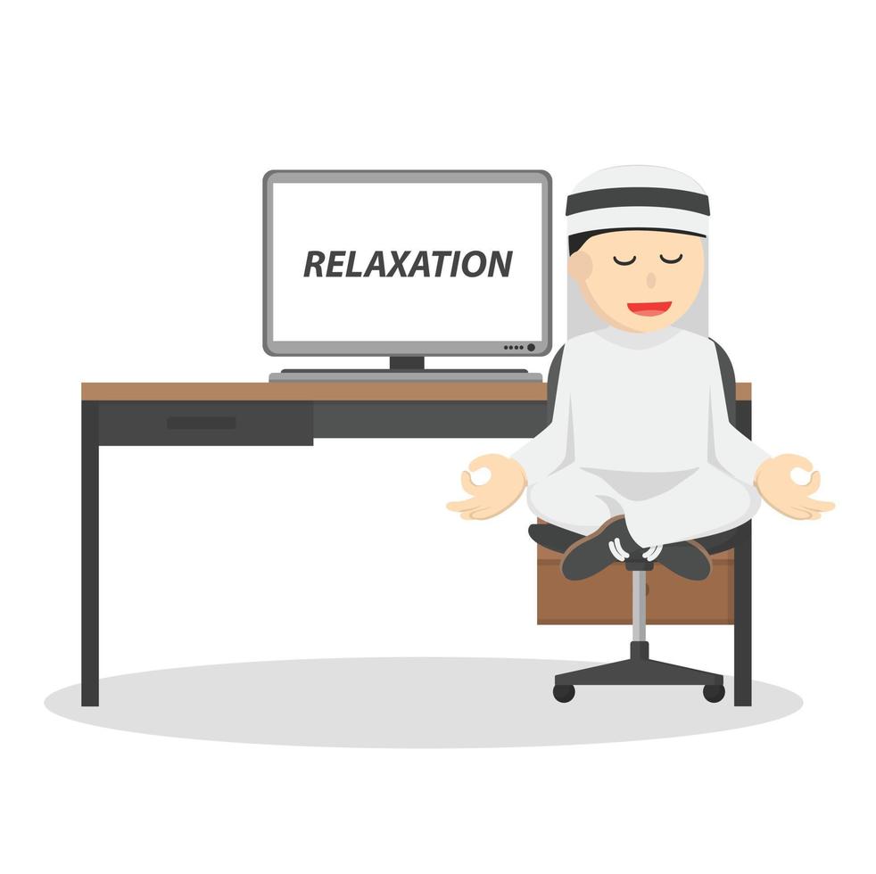 businessman arabian relaxation in office design character on white background vector